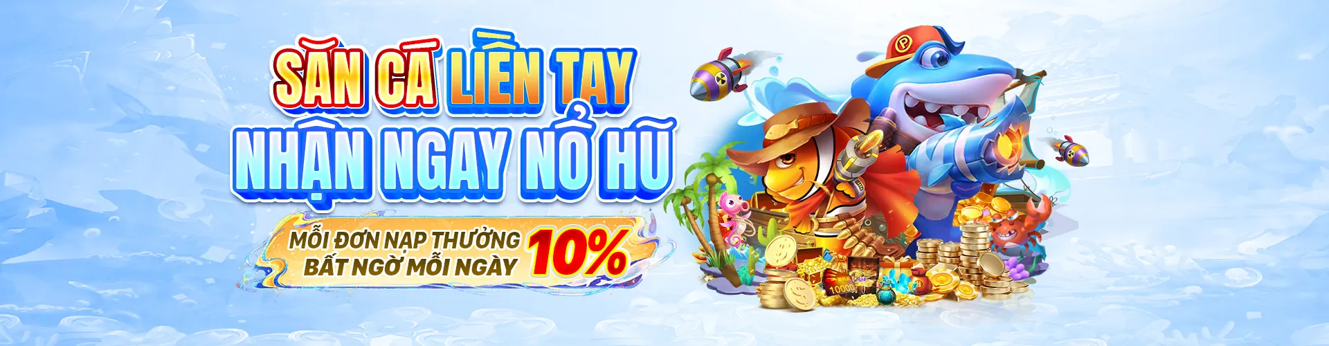 Hình ảnh đại dương rực rỡ với các loài cá và thợ săn cá, tượng trưng cho game Bắn Cá tại hitclub trang chủ