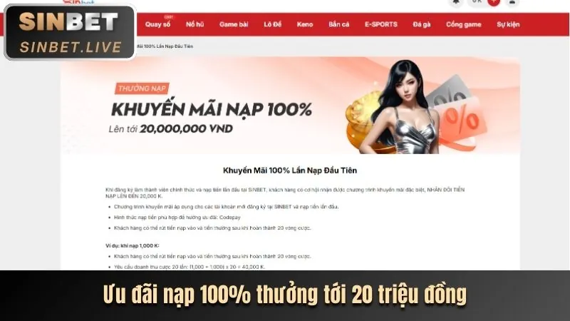 Thưởng chào mừng nạp lần đầu